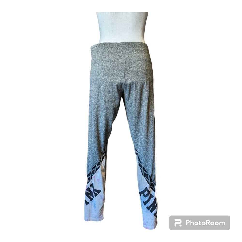 PINK Victoria's Secret Yoga Pants Gray Strappy XX Legs Tie-Dye